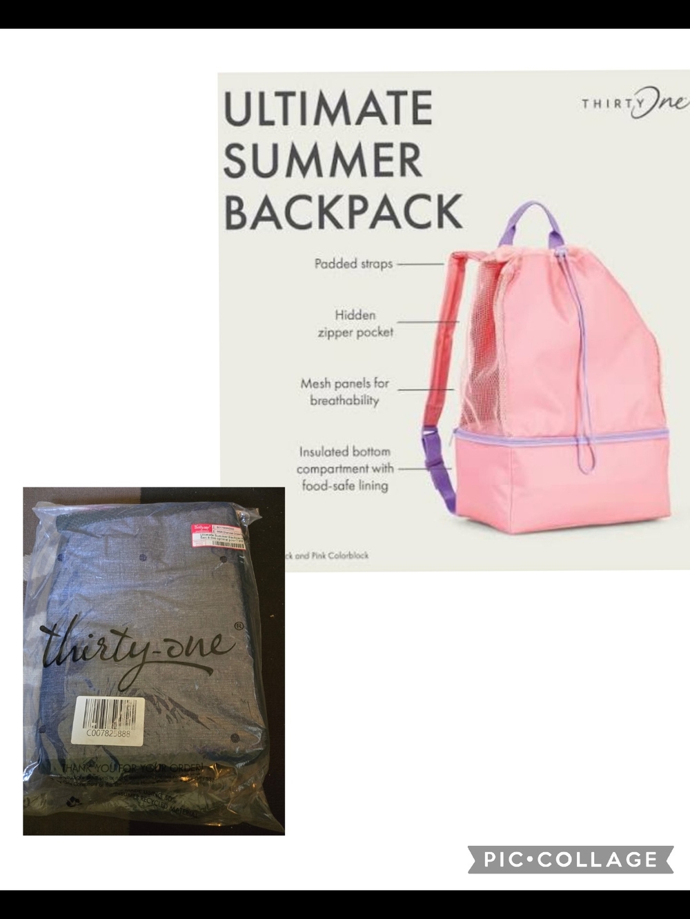 thirty-one Pink charcoal grey and black